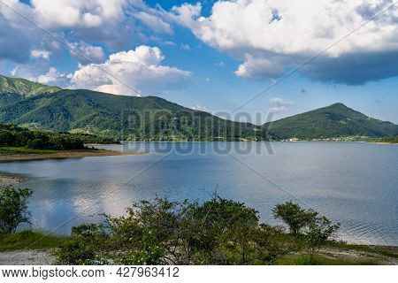 Lake Of Campotosto In Abruzzo, Italy. A Huge Artificial Lake At 1400 Meters Above Sea Level, In The 