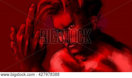 Digital Illustration Of A Bad Ass Man With Middle Finger