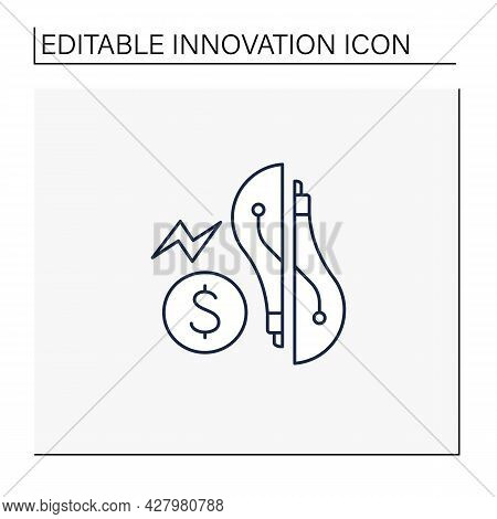 Disruptive Innovation Line Icon.absolutely New Technology Changes Way Of Industry Or Market Function