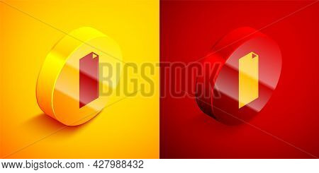 Isometric Grip Tape On A Skateboard Icon Isolated On Orange And Red Background. Circle Button. Vecto