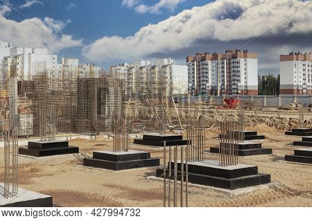 Monolithic Reinforced Concrete Foundations For The Construction Of A Residential Building. Grillage 
