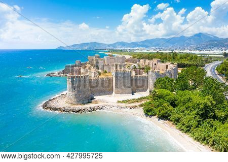 Panoramic View Of The Mamure Castle In Anamur Town, Turkey