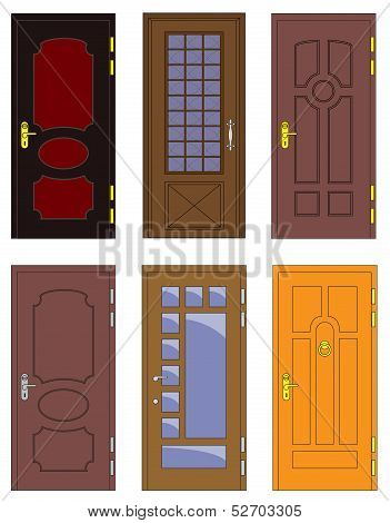 Classic interior and front wooden doors - vector
