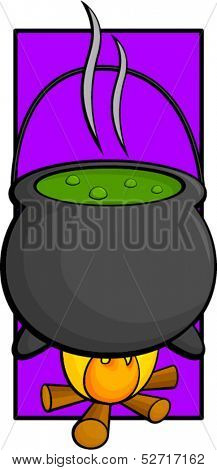 witch cauldron in fire