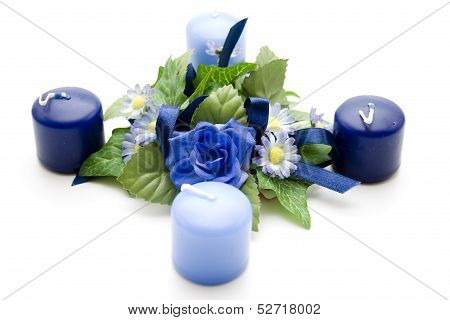 Roses with wax candles