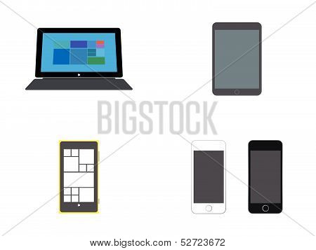 Mobile Devices: Tablet With Keyboard, Tablets And Smart Phones