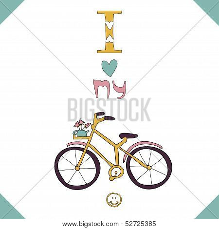 Greeting card with a pink bike.