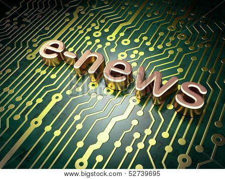 News concept: E-news on circuit board background