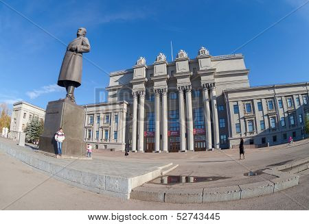 Samara, Russia - October 20: Academic Opera And Ballet Theater At The Kuibyshev Square On October 20