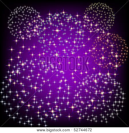 Graphic fireworks in black background, Vector Format