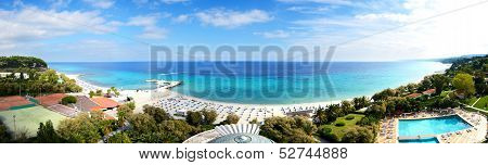 Panoramic View On A Beach At The Modern Luxury Hotel, Halkidiki, Greece