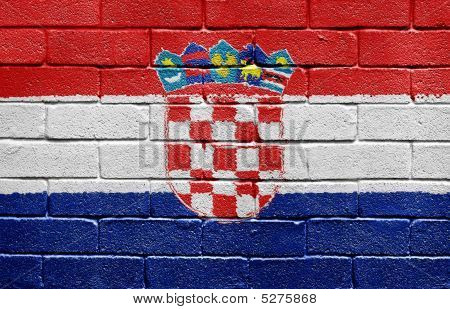 Vlajka Coatia na cihlovou zeď