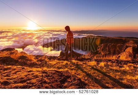 Pico Ruivo and Pico do Areeiro mountain peaks in  Madeira, Portugal