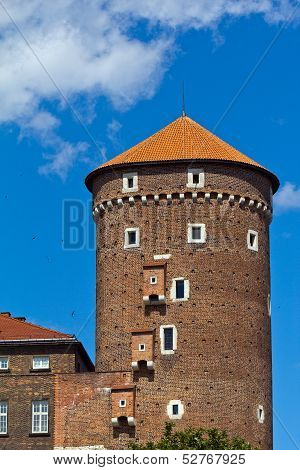 view on wawel  royal castle with sandomierska tower in cracow in Poland