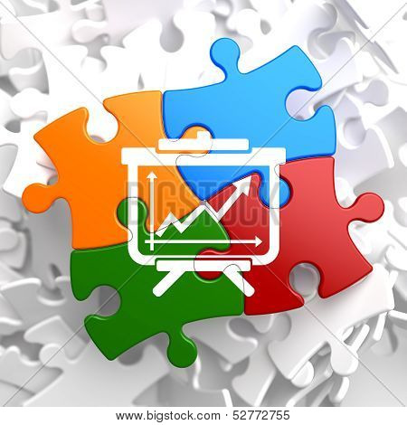 Flipchart Icon on Multicolor Puzzle.