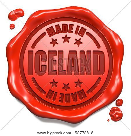 Made in Iceland - Stamp on Red Wax Seal.