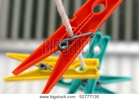 Colorful Clothespins On A String