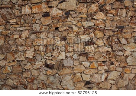 Ancient Wall Built Of Bricks