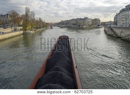 Barge On The Seine. Paris, France.