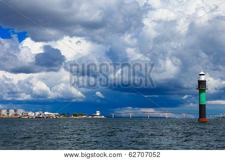 Buoy. Oresundsbron. Oresund Bridge Link Denmark Sweden Baltic Sea.