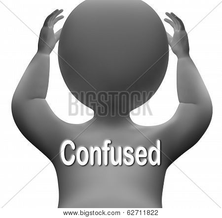 Confused Character Means Bewildered Puzzled Or Perplexed