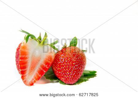Strawberry sliced on a white background.