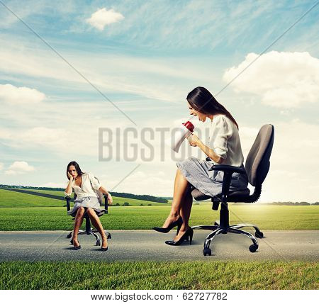 sad woman and emotional woman on the road