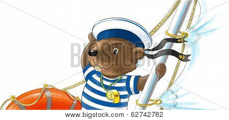 Beaver On Yacht.