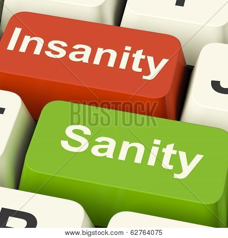 Insanity Sanity Keys Shows Sane Or Insane Psychology