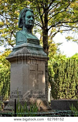 Honore de Balzac, monument in the cemetery Pere Lachaise, Paris