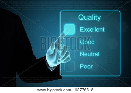 Business Hand Clicking Quality Feedback On Touch Screen