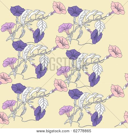 pattern with blue bindweed