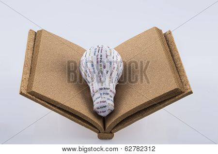 Cymk 3D Printing Concept: Lightbulb On Blank Cork Book