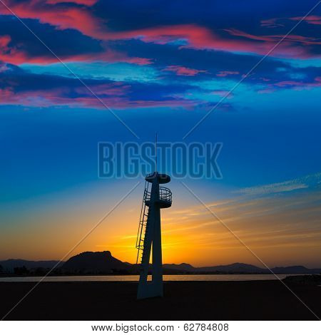 Denia Las Marinas sunset beach in Punta Molins at Alicante Mediterranean Spain