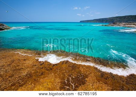 Formentera Escalo de San Agustin beach turquoise Mediterranean at Balearic Islands