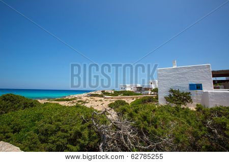 Es calo Escalo de san Agustin Beach white houses in Formentera Balearic islands