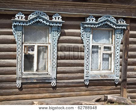 Platband On Two Window Of An Village House