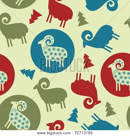 Christmas Tree Pattern Sheep Seamless Design