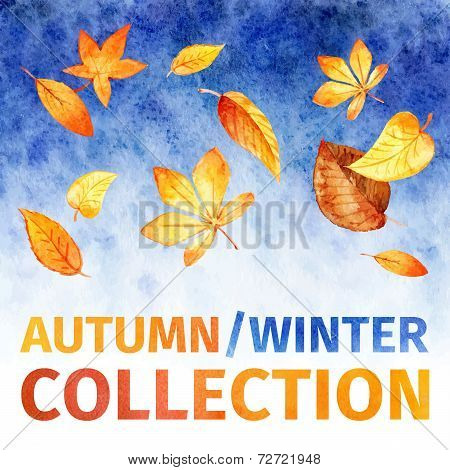 watercolor leaves. autumn winter collection.