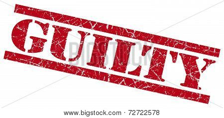 Guilty Red Grungy Stamp On White Background