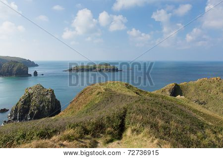 Mullion Cove island Cornwall UK the Lizard peninsula Mounts Bay near Helston