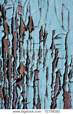 texture of old cracked wood painted blue