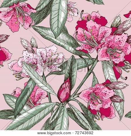 Vector Seamless pattern with Oleander flower