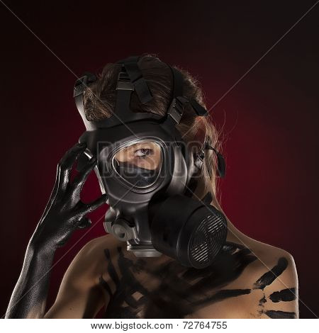 Sexy Woman Wearing A Ammo Gas Mask