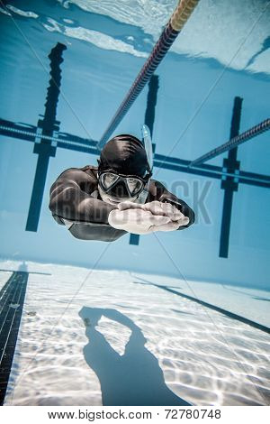 Freediver Performing During A Dyn Freediving Competition