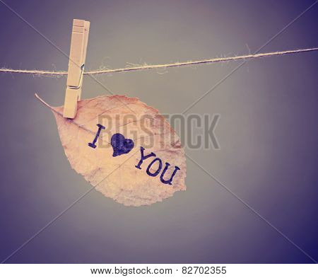  a clothespin holding a leaf that reads 