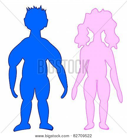Color Silhouettes - Girl And Guy