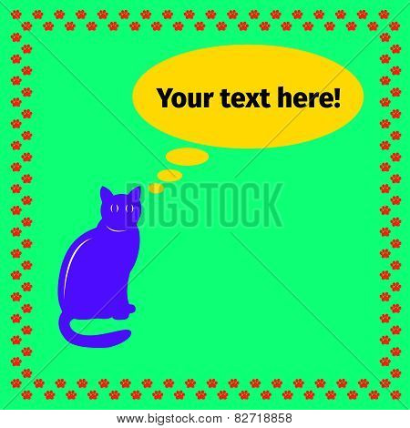 Blue cat on a green background