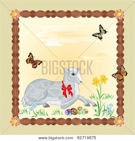 Easter Lamb Frame Vector