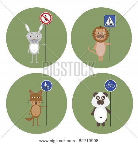 Animals kept signs of traffic rules